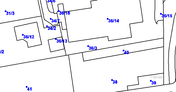 Parcela st. 36/3 v KÚ Štípa, Katastrální mapa