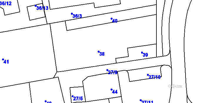 Parcela st. 38 v KÚ Štípa, Katastrální mapa