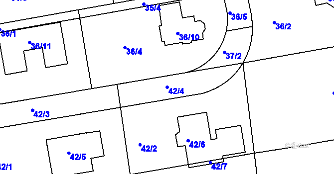 Parcela st. 42/4 v KÚ Štípa, Katastrální mapa