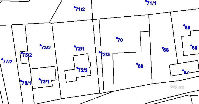 Parcela st. 72/3 v KÚ Štípa, Katastrální mapa