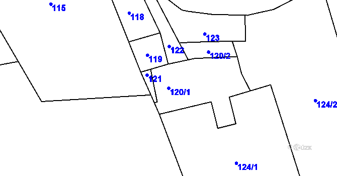 Parcela st. 120/1 v KÚ Štípa, Katastrální mapa