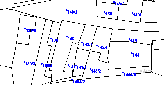 Parcela st. 142/1 v KÚ Štípa, Katastrální mapa