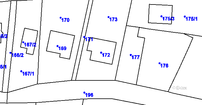 Parcela st. 172 v KÚ Štípa, Katastrální mapa