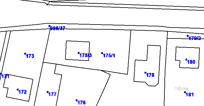 Parcela st. 175/1 v KÚ Štípa, Katastrální mapa
