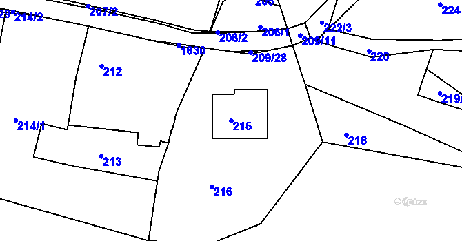 Parcela st. 215 v KÚ Štípa, Katastrální mapa
