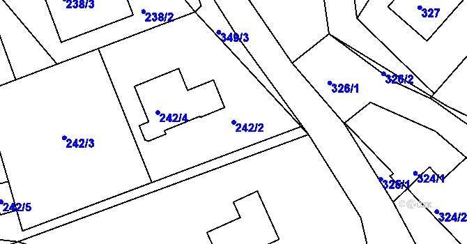 Parcela st. 242/2 v KÚ Štípa, Katastrální mapa