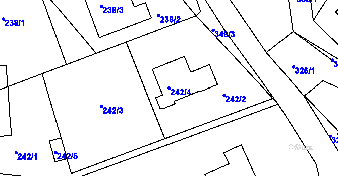 Parcela st. 242/4 v KÚ Štípa, Katastrální mapa