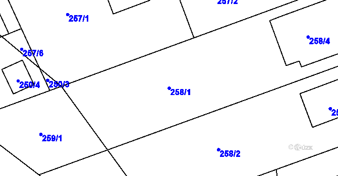 Parcela st. 258/1 v KÚ Štípa, Katastrální mapa