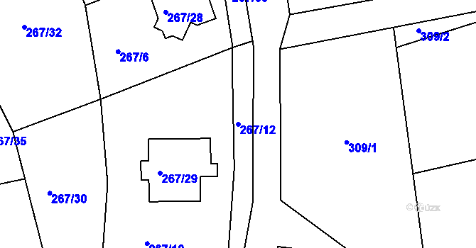 Parcela st. 267/12 v KÚ Štípa, Katastrální mapa