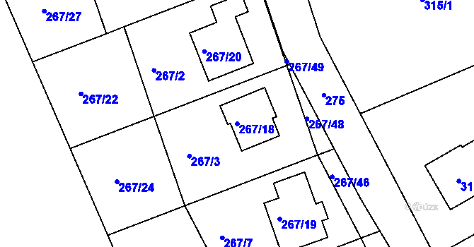 Parcela st. 267/18 v KÚ Štípa, Katastrální mapa