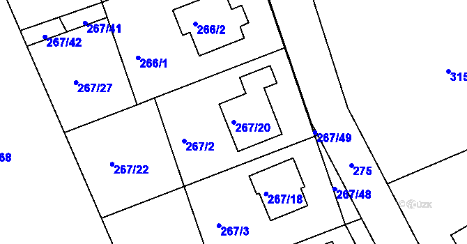 Parcela st. 267/20 v KÚ Štípa, Katastrální mapa