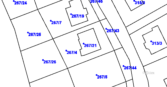 Parcela st. 267/21 v KÚ Štípa, Katastrální mapa
