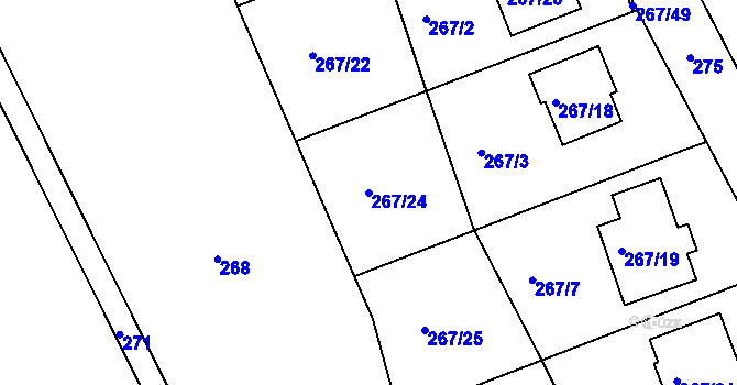 Parcela st. 267/24 v KÚ Štípa, Katastrální mapa