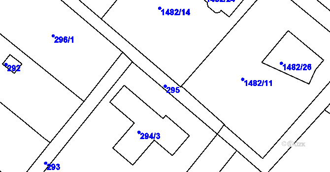 Parcela st. 295 v KÚ Štípa, Katastrální mapa