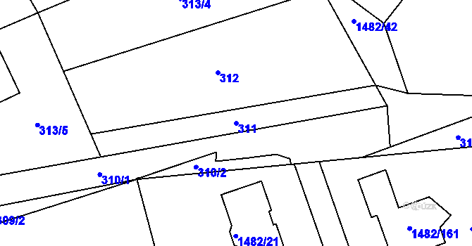 Parcela st. 311 v KÚ Štípa, Katastrální mapa
