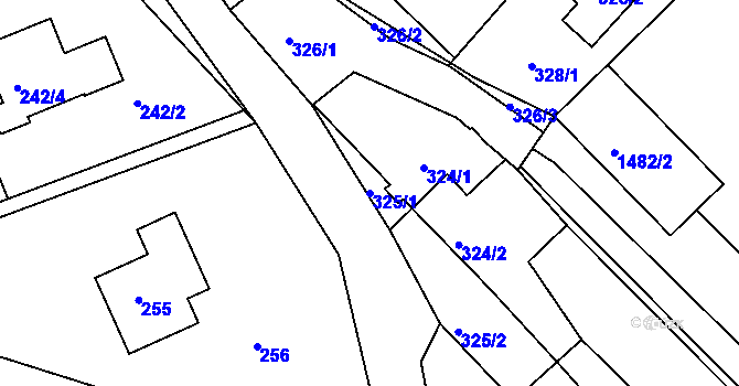 Parcela st. 325/1 v KÚ Štípa, Katastrální mapa
