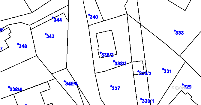 Parcela st. 338/2 v KÚ Štípa, Katastrální mapa