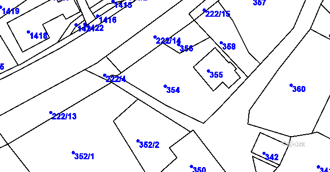 Parcela st. 354 v KÚ Štípa, Katastrální mapa