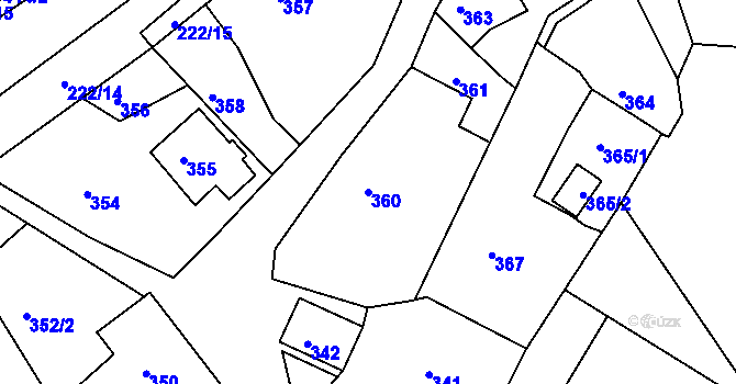 Parcela st. 360 v KÚ Štípa, Katastrální mapa