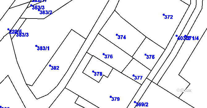 Parcela st. 376 v KÚ Štípa, Katastrální mapa