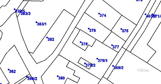 Parcela st. 378 v KÚ Štípa, Katastrální mapa