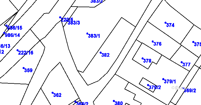 Parcela st. 382 v KÚ Štípa, Katastrální mapa