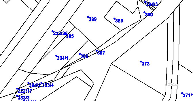 Parcela st. 387 v KÚ Štípa, Katastrální mapa