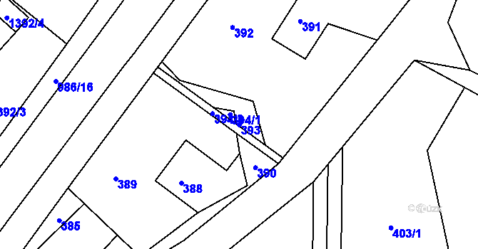 Parcela st. 393 v KÚ Štípa, Katastrální mapa