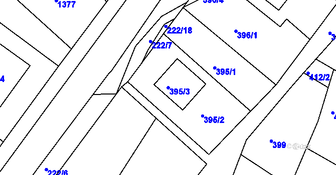 Parcela st. 395/3 v KÚ Štípa, Katastrální mapa