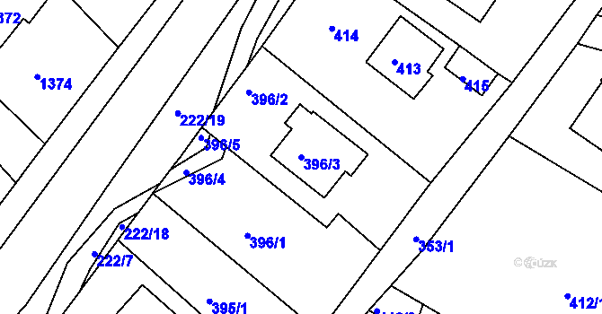 Parcela st. 396/3 v KÚ Štípa, Katastrální mapa