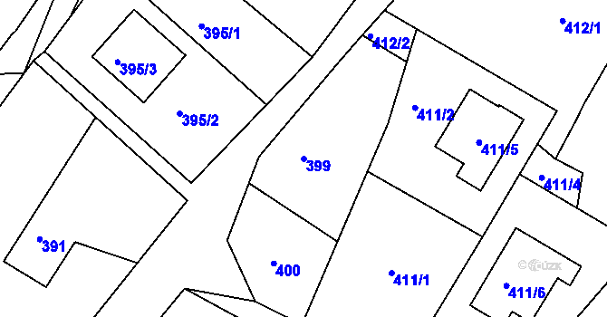 Parcela st. 399 v KÚ Štípa, Katastrální mapa