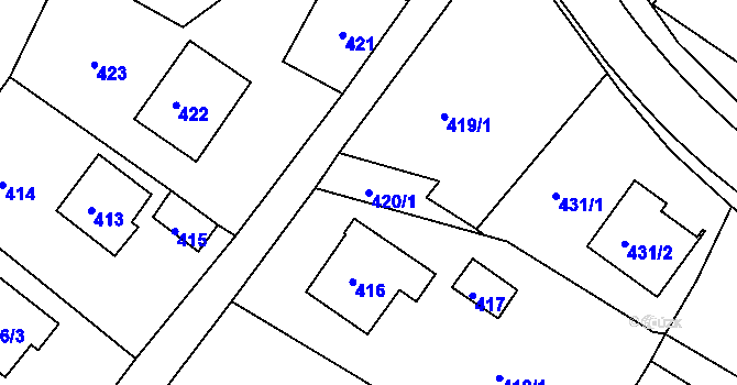 Parcela st. 420/1 v KÚ Štípa, Katastrální mapa