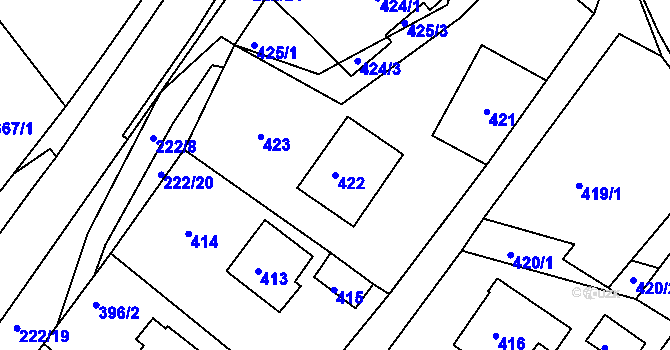 Parcela st. 422 v KÚ Štípa, Katastrální mapa