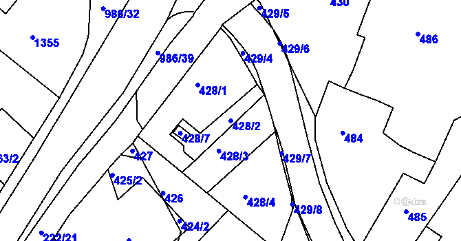 Parcela st. 428/2 v KÚ Štípa, Katastrální mapa