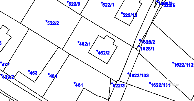 Parcela st. 462/2 v KÚ Štípa, Katastrální mapa