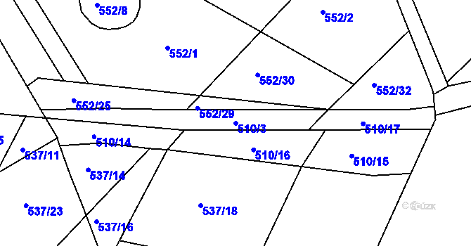 Parcela st. 510/3 v KÚ Štípa, Katastrální mapa
