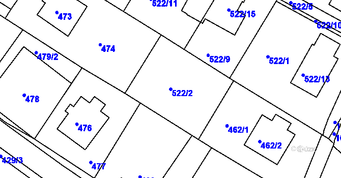 Parcela st. 522/2 v KÚ Štípa, Katastrální mapa