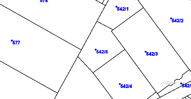 Parcela st. 542/5 v KÚ Štípa, Katastrální mapa