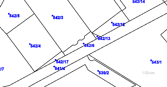 Parcela st. 542/6 v KÚ Štípa, Katastrální mapa