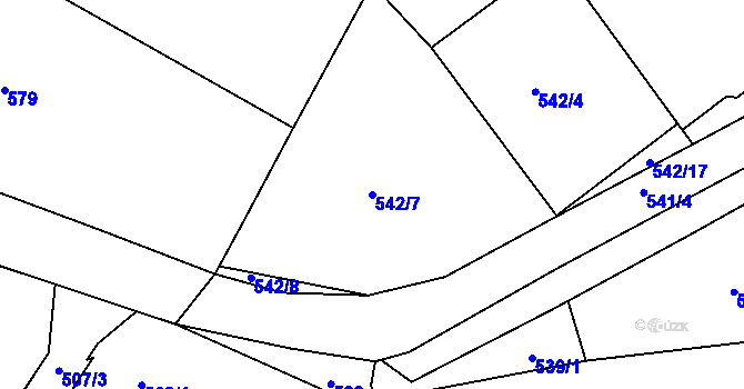 Parcela st. 542/7 v KÚ Štípa, Katastrální mapa