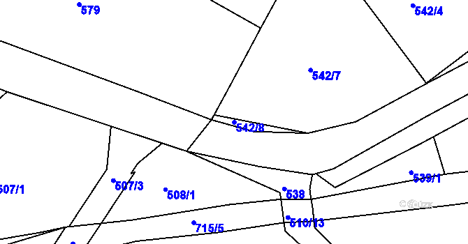 Parcela st. 542/8 v KÚ Štípa, Katastrální mapa