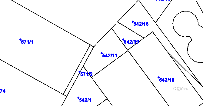 Parcela st. 542/11 v KÚ Štípa, Katastrální mapa