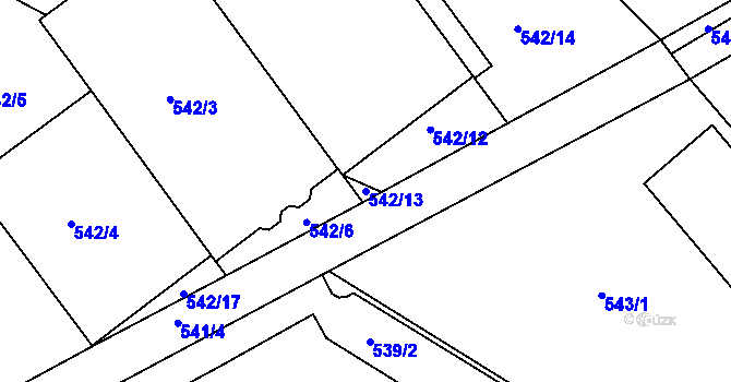 Parcela st. 542/13 v KÚ Štípa, Katastrální mapa