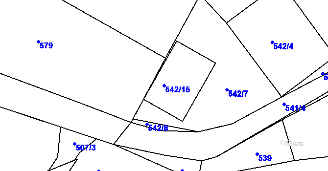 Parcela st. 542/15 v KÚ Štípa, Katastrální mapa