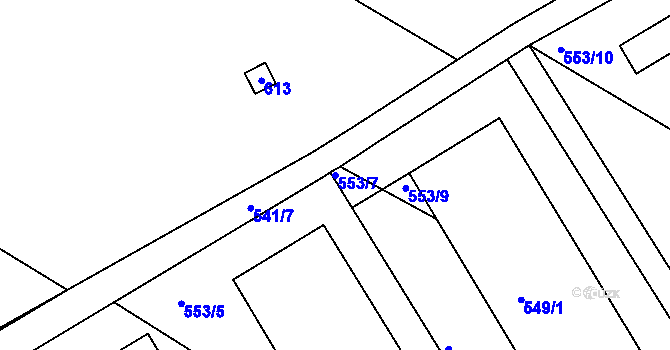 Parcela st. 553/7 v KÚ Štípa, Katastrální mapa