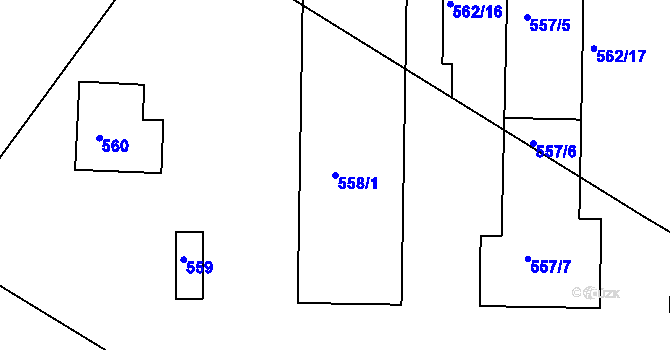 Parcela st. 558/1 v KÚ Štípa, Katastrální mapa