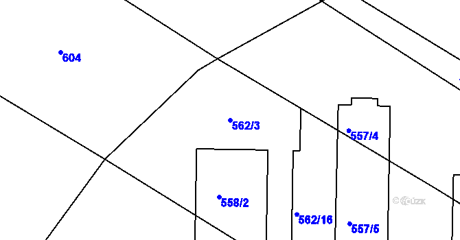 Parcela st. 562/3 v KÚ Štípa, Katastrální mapa