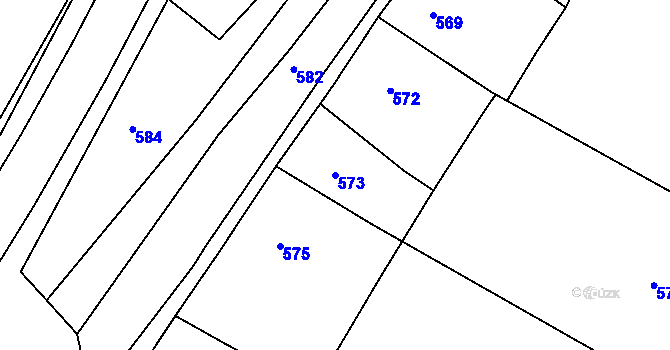 Parcela st. 573 v KÚ Štípa, Katastrální mapa