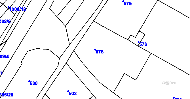 Parcela st. 578 v KÚ Štípa, Katastrální mapa