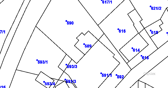 Parcela st. 589 v KÚ Štípa, Katastrální mapa